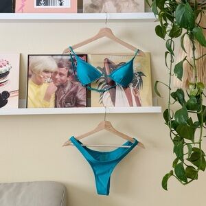 White Fox Teal Bikini Set